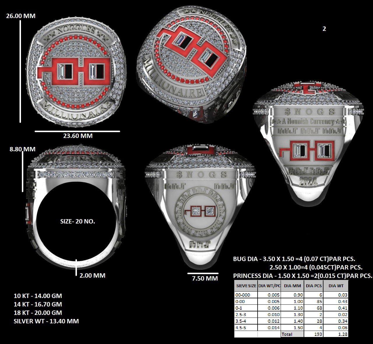 Champions Ring — silver production specifications