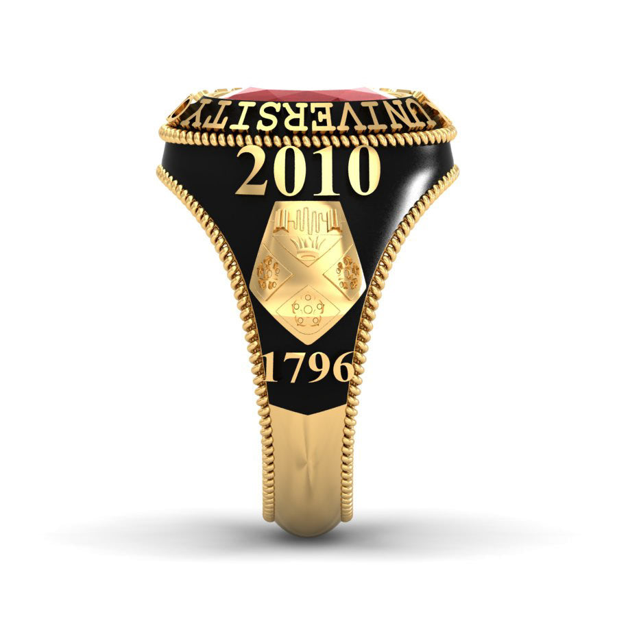 University Class Ring — side view with crest